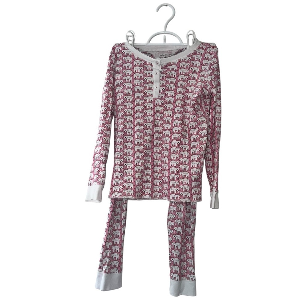 Roller Rabbit Elephant Print Kids Pajamas - pink and White Sz 10